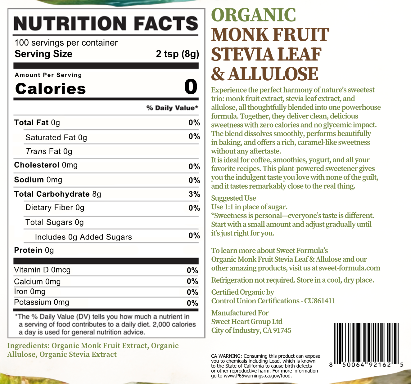 Monk Fruit, Stevia Leaf & Allulose