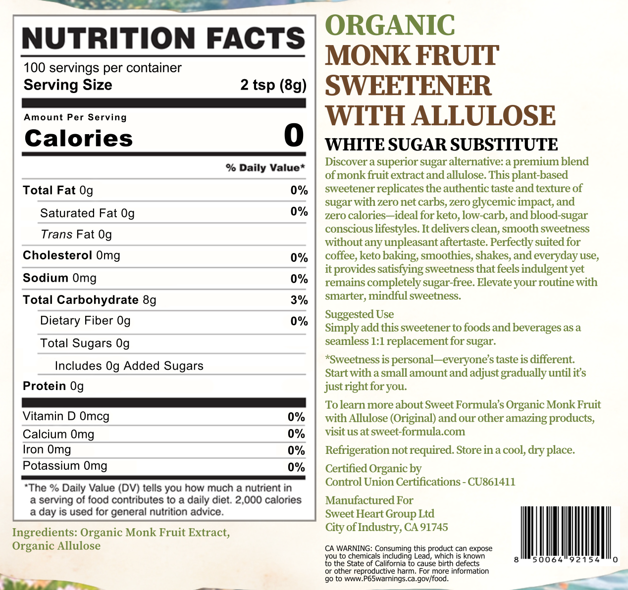 Monk Fruit Sweetener with Allulose Original
