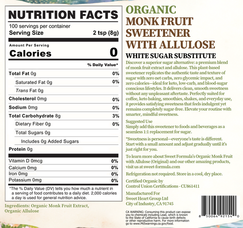 Monk Fruit Sweetener with Allulose Original